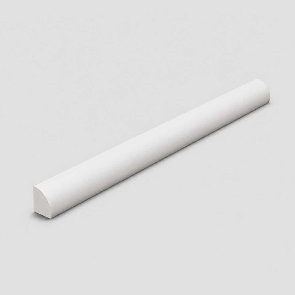 Baguette de finition carrelage PVC quart-de-rond, vue de face