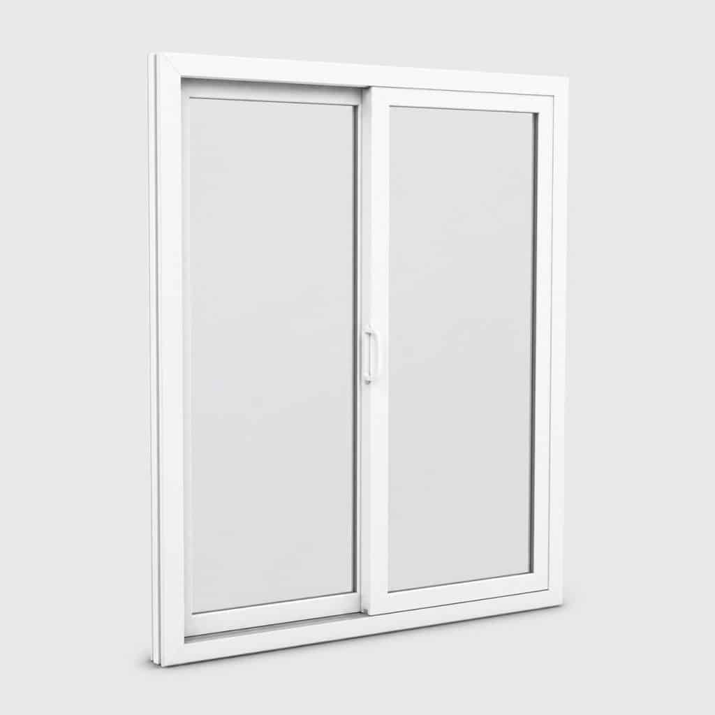 Baie vitr&eacute;e coulissante PVC blanc 200 &times; 240 cm vue de face