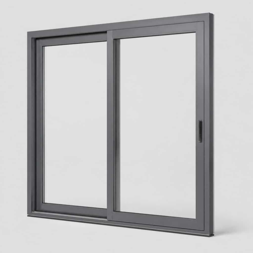 Baie vitr&eacute;e coulissante aluminium 180 &times; 215 cm vue de face