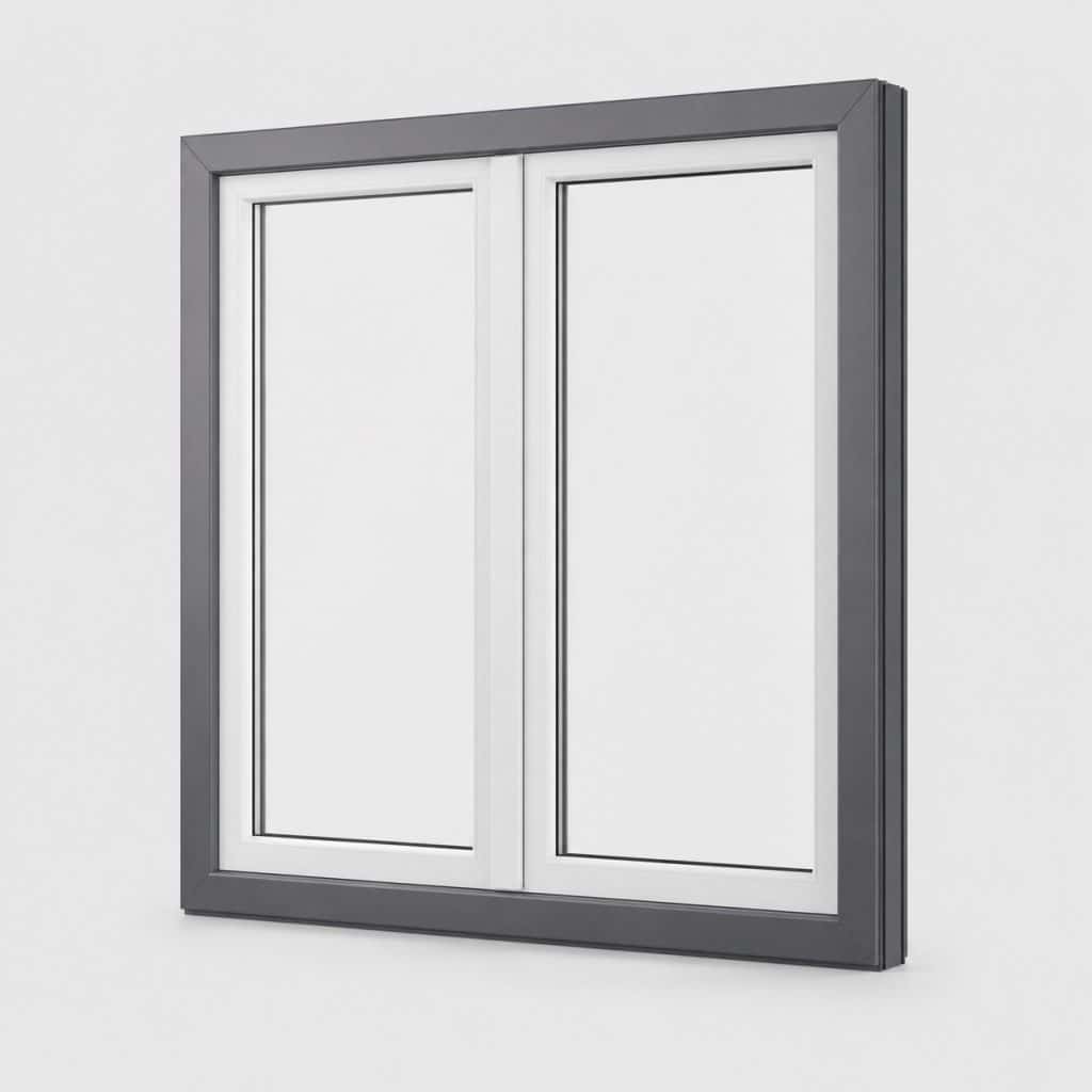 Fenêtre PVC gris, vue de face