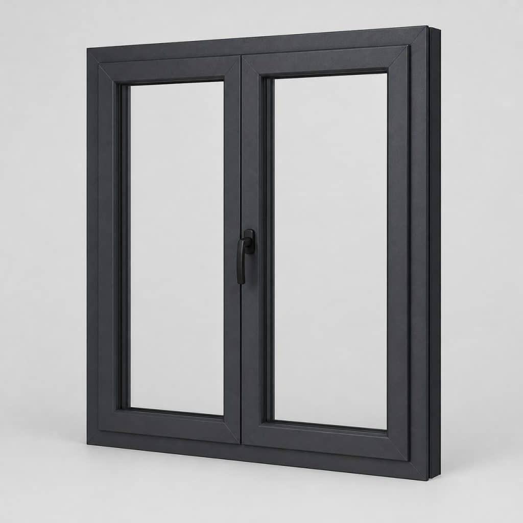 Fenêtre PVC gris anthracite RAL 7016, vue de face