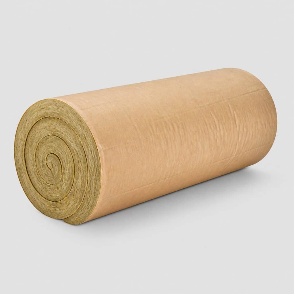 Rouleau de laine de roche kraft 100 mm, vue de face
