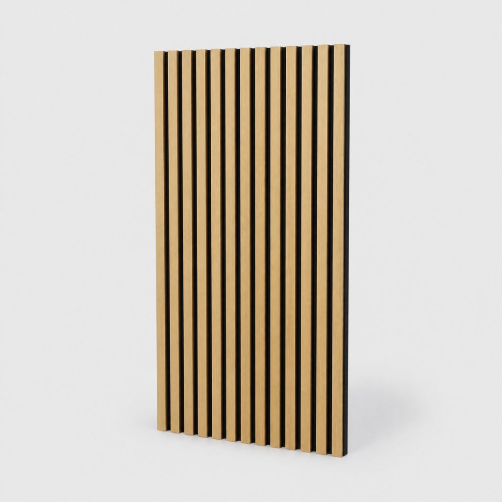 Panneau acoustique tasseaux bois chêne vu de face