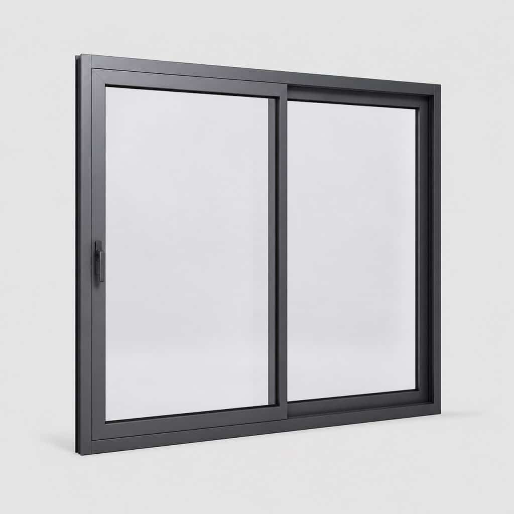 Baie vitrée coulissante aluminium 240 × 215 cm vue de face